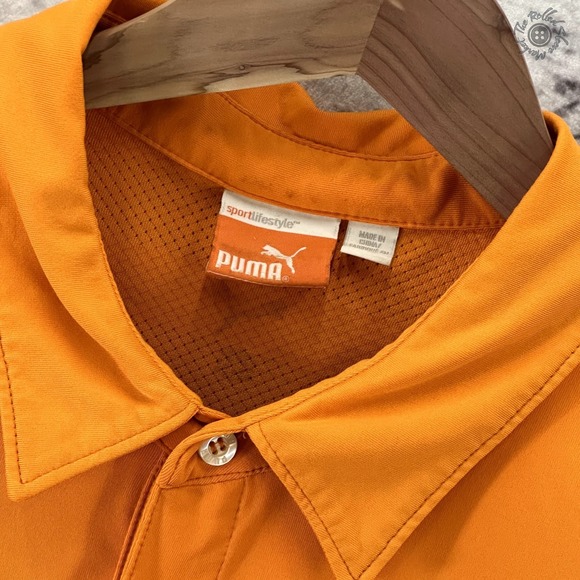 Puma Sport Lifestyle Short Sleeve Golf Polo Shirt Orange Stripe Logo - Men's XL‎ - Picture 5 of 12
